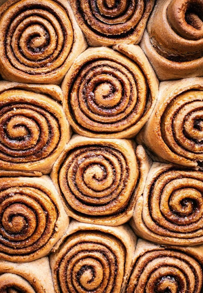 Fresh cinnamon roll spirals